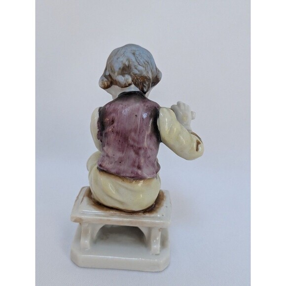 Occupied Japan Porcelain Boy Playing Flute Figurine 4.5" - Picture 4 of 6